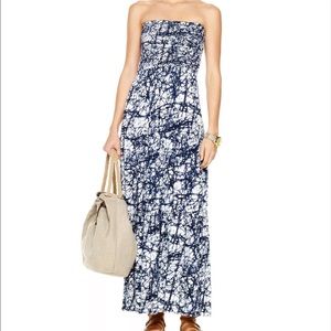 MICHAEL Michael Kors Blue/White Tie Dye Strapless Tiered Maxi Dress